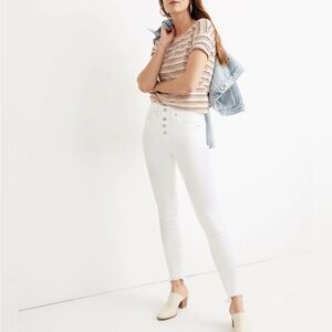 NWT Madewell Petite 10" High-Rise Skinny Jeans in Pure White Step-Hem Edition